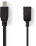 Nedis Cablu de date case de marcat fiscale USB 2.0 A mama - mini USB 5 pini tata OTG 0.2m Nedis (CCGP60315BK02) - habo