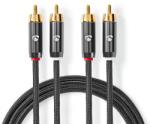 Nedis Cablu audio stereo 2x RCA tata - 2x RCA tata 1m gri Nedis (CATB24200GY10)