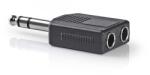 Nedis Adaptor audio stereo Jack 6.35 mm tata - 2x 6.35 mm mama 1buc Nedis (CAGP23940BK)