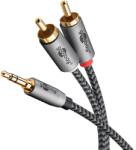 Goobay Cablu stereo premium extrem de flexibil textil 3m Jack 3.5 mm tata - 2x RCA tata negru Goobay Plus 65289 (65289)