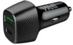 Well Incarcator auto Well 51W 1x USB type C PD 33W PPS + 1x USB-A QC 18W negru PSUP-USB-CPQ5101BK-WL (PSUP-USB-CPQ5101BK-WL)