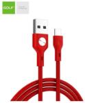 GOLF Cablu USB la micro USB Golf CD Leather 3A 1m rosu GC-60m (GC-60m-RED) - habo