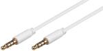 Goobay Cablu conector slim aurit Jack 4 pini 3.5 mm tata - 3.5 mm tata 1m alb cupru 4 contacte Goobay (63827)