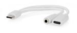Nedis Adaptor PROFESIONAL USB type C tata - USB-C mama / Jack 3.5 mm mama casti 10cm alb Nedis CCGB64922WT01 (CCGB64922WT01) - habo
