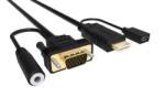 Well Cablu HDMI cu chip la VGA cu audio si alimentare micro USB 1.8m WELL (CABLE-HDMI/UUSB-VGA/A-1.8BK-WL) - habo