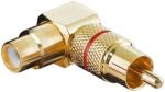 Goobay Mufa adaptor RCA mama - RCA tata cotit 90 grade aurita inel rosu Goobay (11591) - habo