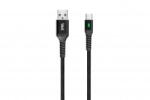 Well Cablu de date si incarcare USB Type C 1m Well indicator incarcare 3A negru (CABLE-USB/USBC-1BK04-WL) - habo