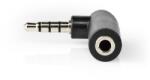Nedis Adaptor audio stereo Jack 3.5 mm tata - 3.5 mm mama cotit 90 4 poli Nedis (CAGB22980BK)