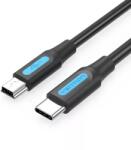 Vention Cablu USB2.0 mini 5pin mufa tata - USB C mufa tata nichelat 2m negru dublu ecranat 2A VENTION COWBH (COWBH)