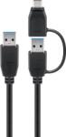 Goobay Cablu USB 3.0 A tata cu adaptor USB A tata la USB Type C tata 0.5m 5Gbit/s negru Goobay (55558) - habo