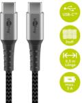 Goobay Cablu textil USB TYPE C tata-tata 0.5m 3A mufe metalice argintiu Goobay (49301)