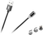 Rebel Cablu USB MAGNETIC 3in1 USB Type C LIGHTNING micro USB 1m negru REBEL (RB-6004-100-B)