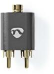 Nedis Adaptor audio PROFESIONAL stereo 2x RCA tata - Jack 3.5 mm mama Fabritallic Nedis gri metal CATB22255AL (CATB22255AL)