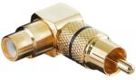 Goobay Mufa adaptor RCA mama la RCA 90 tata inel negru metal aurit Goobay (11590) - habo