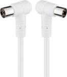Goobay Cablu Coaxial 75ohmi Dublu ecranat 80dB mama-tata cu mufe cotite 1.5m 5.3mm alb Goobay 67353 (67353)