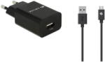 DEVIA Incarcator Voiaj 1x USB 2.1A +cablu micro USB 1m Negru Devia 12MN (EA004) - habo