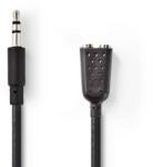 Nedis Cablu Audio Stereo Jack 3.5 mm tata - 2x 3.5 mm mama 0.2m Nedis (CAGP22100BK02) - habo