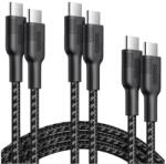 Choetech Set cabluri USB type C - USB type C 100W 3buc 1.2m +2x 2m negru Choetech MIX00108 Choetech (MIX00108)