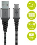 Goobay Cablu de date si incarcare USB A - USB type C 2m gri/argintiu textil flexibil Goobay 49297 (49297) - habo