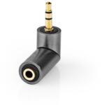 Nedis Adaptor audio stereo PROFESIONAL Jack 3.5 mm tata - Jack 3.5 mm mama 90 grade metal Fabritallic Nedis CATB22975GY (CATB22975GY) - habo