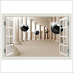  Öntapadó fotótapéta Window Columns and balls, absztrakt, 200 x 135 cm