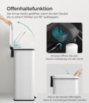 SONGMICS 40 Literes Acél Pedálos Szemetes Soft-Close Fedéllel Fehér (EUZ-LTB540W4002)