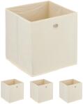 Relaxdays Cutie de depozitare de culoare crem, set de 4 (10134076)