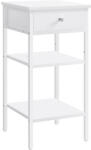 VASAGLE Lerakó asztal, éjjeli szekrény, fiókos, két polccal, 35 x 35 x 70 cm, fehér (LET502B14)