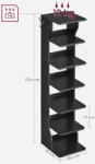 VASAGLE Keskeny Cipőtároló Állvány 6 Szintes Fekete Helytakarékos (EUZ-LBS200T16) - platinashop