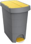 Alpha Szemetes kuka pedálos műanyag 60 literes Pelikán Slim eco antracit színű sárga tetővel