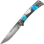 HARAHU CO-32804 DB3159 Damaszk outdoor összecsukható kés - Kék KP32804