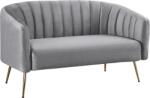Ramely Canapea de design cu 2 locuri, tesatura Velvet gri/gold crom-auriu, BAGY Canapea