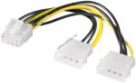 Goobay PCI-E tápkábel adapter 2x HDD/5, 25col (4-tűs) > PCI-E 8-tűs 0, 15m
