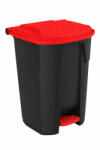 PLANET Uctem szelektív hulladékgyűjtő konténer, műanyag, pedálos, fekete/piros 50L
