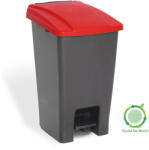 PLANET Szelektív hulladékgyűjtő konténer, műanyag, pedálos, antracit/piros, 70L - shopbazis