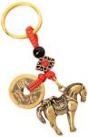  Cal amuleta nod chinezesc breloc 9 cm decorativ rosu cu moneda aurie feng shui pentru protectie si succes 1 buc
