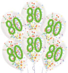 AMSCAN Happy Birthday 80 Droplets konfettivel töltött léggömb, lufi 6 db-os 11 inch (27, 5 cm) (DPA9909844)