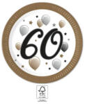 PROCOS Happy Birthday 60 Milestone papírtányér 8 db-os 23 cm FSC (PNN95617)