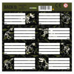 DERFORM Dinoszaurusz füzetcímke 8 db/ív, többféle, fekete, BackUp, 2022 (DFM-NNZB4A113)