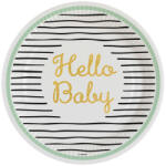AMSCAN Hello Baby Gold papírtányér 8 db-os 23 cm (DPA9913150) - perfectbaby