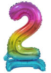  Színes Rainbow mini 2-es szám fólia lufi talppal 38 cm (MLG134667)