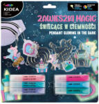 DERFORM Üvegfesték készlet, 6 foszforeszkáló üvegfesték 3 db felakasztható fényvarázs formával, unikornis, Kidea (DFM-ZZMSCKA)