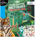 DERFORM Matricás képalkotó szett, 3 háttérlap + 4 ív matrica, állatos, Kidea (DFM-ZKRKCKA)