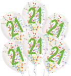 AMSCAN Happy Birthday 21 Droplets konfettivel töltött léggömb, lufi 6 db-os 11 inch (27, 5 cm) (DPA9909838)