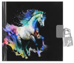 Starpak Lovas napló kulccsal, 13x13cm, szivárványos ló fekete háttérrel (STK-558489)