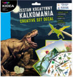 DERFORM Matricás képalkotó szett, 3 háttérlap + 4 ív matrica, dinoszauruszos, Kidea (DFM-ZKRKAKA)