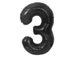  Fekete 3-as B&C Matt Black szám fólia lufi 85 cm (MLG188950) - perfectbaby