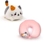 PUCKATOR 2 az 1-ben kifordítható utazópárna és plüss figura, macska, rózsaszín (PCT-CUSH378)