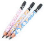 DERFORM Állatmintás grafitceruza radírral, HB, háromszög test, jumbo, 3 féle, Kidea (DFM-OTJNBKA)