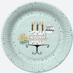  Happy Birthday Mint papírtányér 8 db-os 22, 7 cm (PKK742698) - perfectbaby